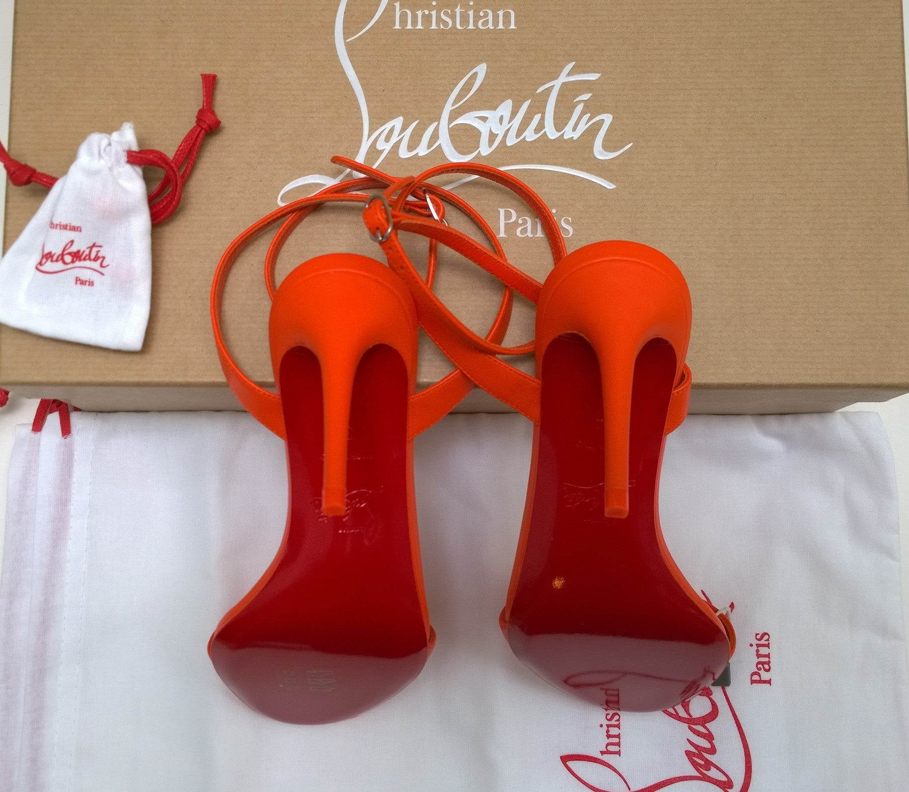 Christian Louboutin Loubigirl 85mm Orange Leather Pumps with Bow - Women's High Heels for Parties & Special Occasions