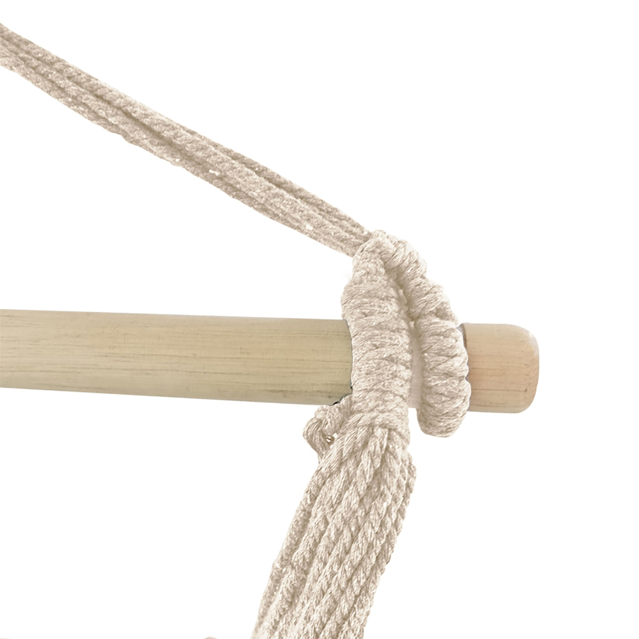 Aleko Outdoor Hanging Rope Swing Hammock Chair with Side Pocket & Wooden Spreader Bar - Khaki Color for Patio, Garden, or Backyard Relaxation