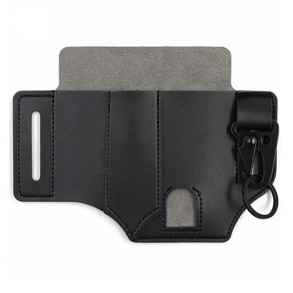 EDC Leather Belt Organizer - Tactical Belt Sheath with Multitool Pouch for Knives, Flashlights, Tactical Pens & Tools (Black) | Perfect for Outdoor Adventures, Camping & Everyday Carry