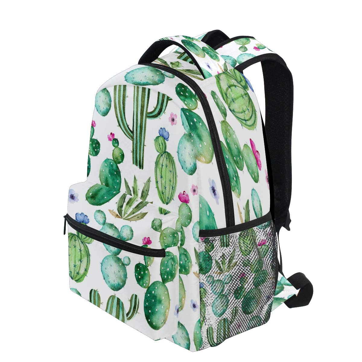 AUUXVA Waterproof Backpack - Large Cactus Flower Pattern School Bag for Students, Kids & Teens | Durable Laptop Daypack for Boys & Girls | Perfect for School, Travel & Outdoor Adventures