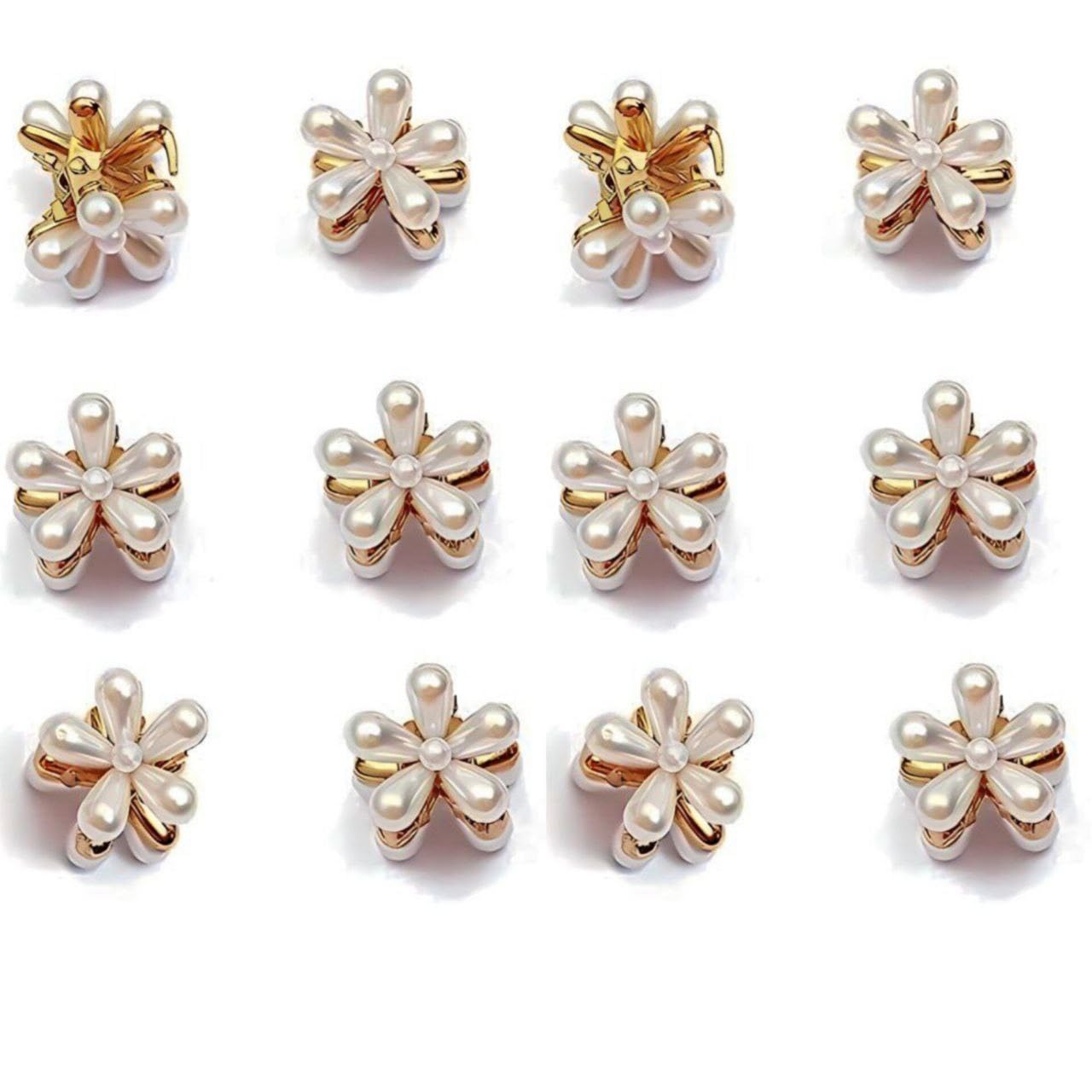 Korean Style Rhinestone Hair Clips for Women - 12 Pack Bling Resin Acrylic Bobby Pins & Hair Slides - Elegant Hair Accessories for Parties, Weddings & Daily Wear (White)
