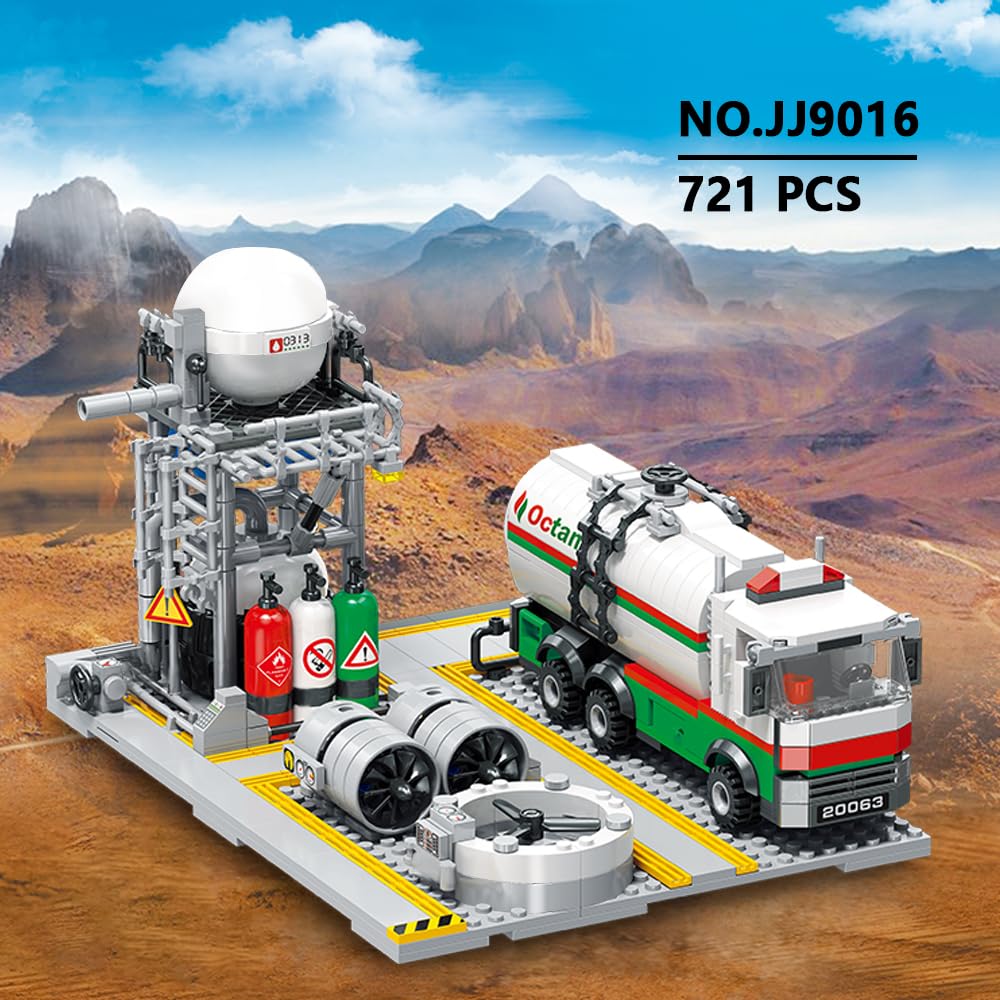 MISINI M6014 City Chemical Plant Building Set - 2142 Pcs STEM Toy for Adults, Includes Gas Station, Storage Center & Lab - Perfect for Collectors, Architecture Enthusiasts & Office Desk Display