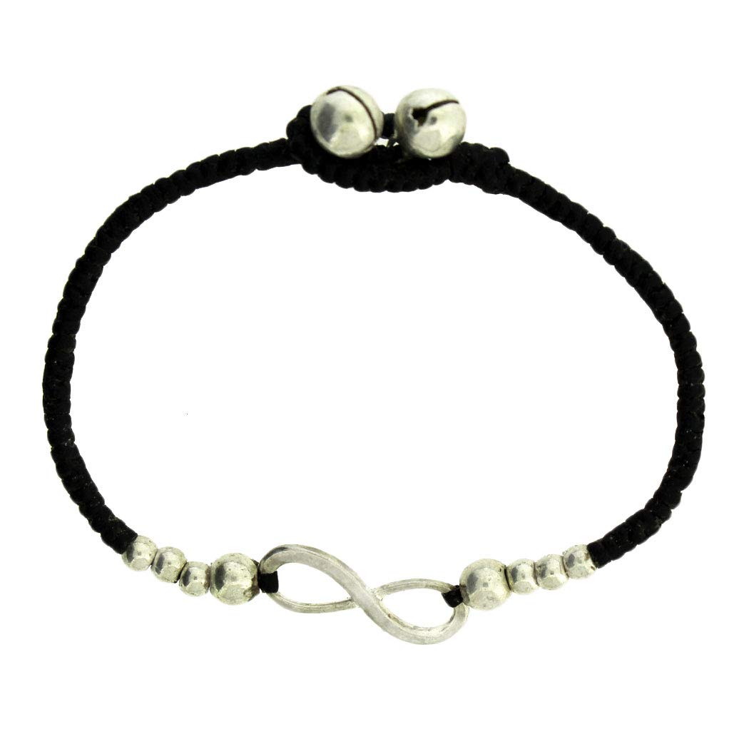Infinity Design Silver Alloy Anklet Jewelry with Waxed Linen Cord - Elegant Ankle Bracelet for Women, Boho Chic Accessory for Beach, Summer & Festival Outfits