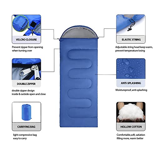 Ultralight Waterproof Winter Sleeping Bag for Adults - Thickened Warm Camping Sleeping Bag for Outdoor Adventures - Perfect for Hiking, Backpacking & Cold Weather Camping (Sky Blue)
