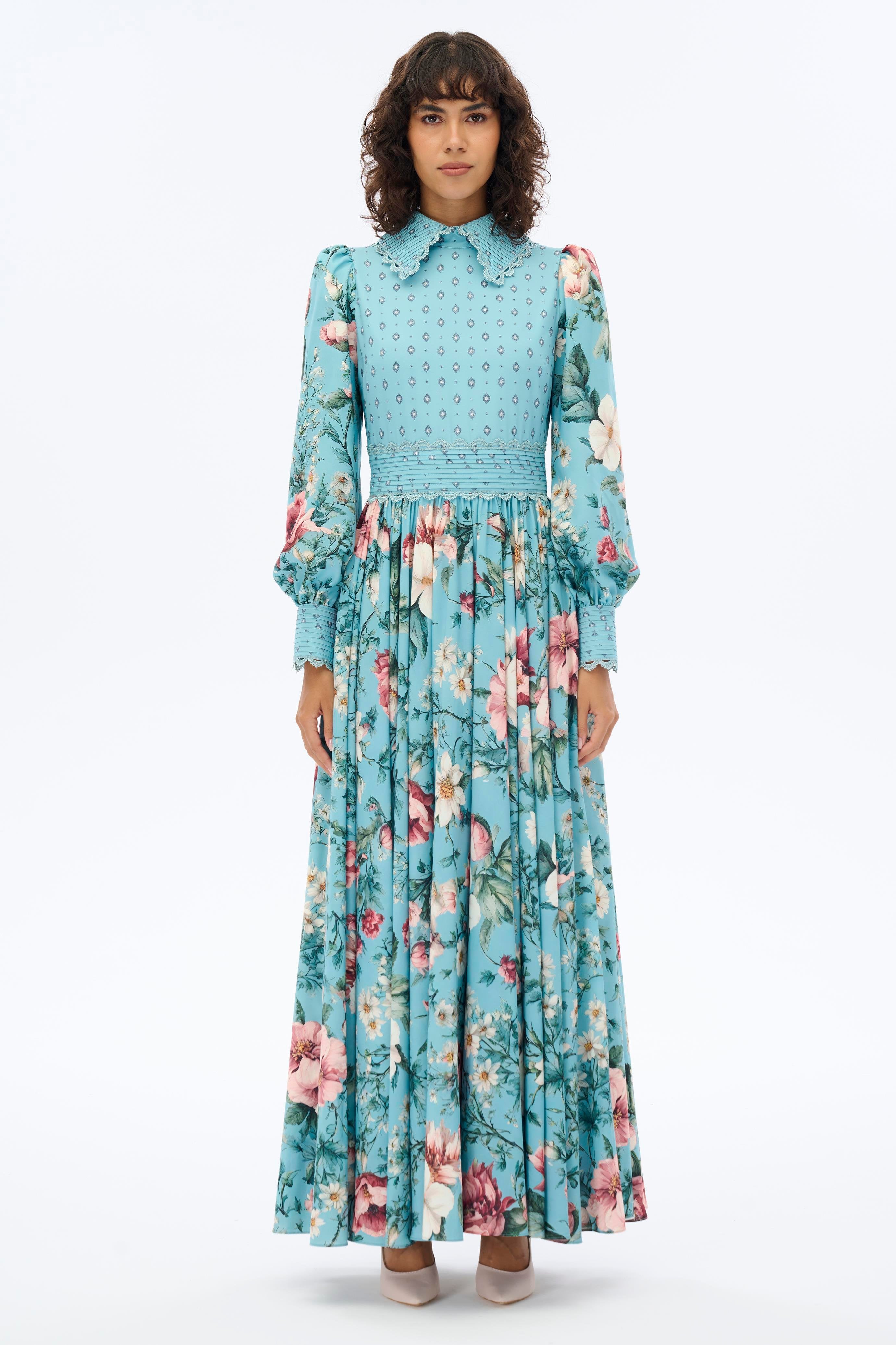 Elegant Floral Print Maxi Dress with Stylish Shirt Collar - Perfect for Summer Weddings, Beach Vacations & Casual Outings