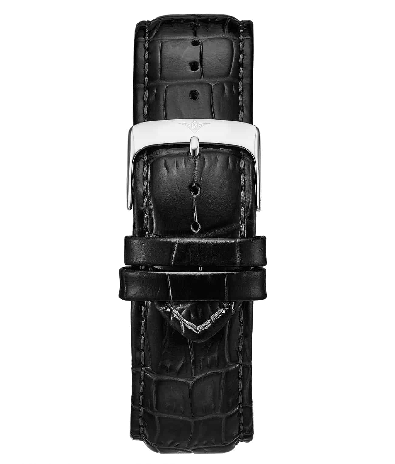 Premium Alligator Embossed Black Leather Watch Band 24mm - Luxury Replacement Strap for Men's Watches, Dress & Business Occasions