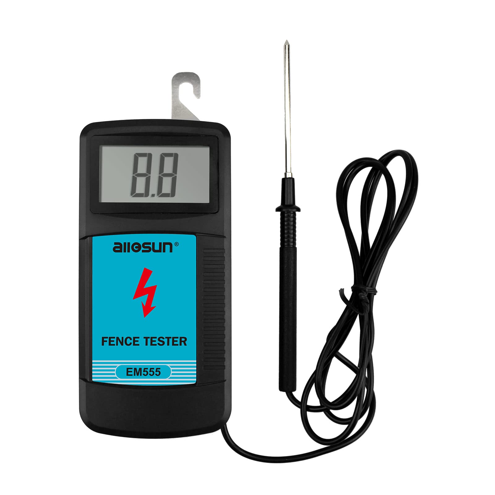 ALLOSUN Digital Electric Fence Voltage Tester - High Precision 9.9kV Fault Finder with LED Display (Blue, Model EM555) - Perfect for Farm Fencing, Livestock Protection & Perimeter Security