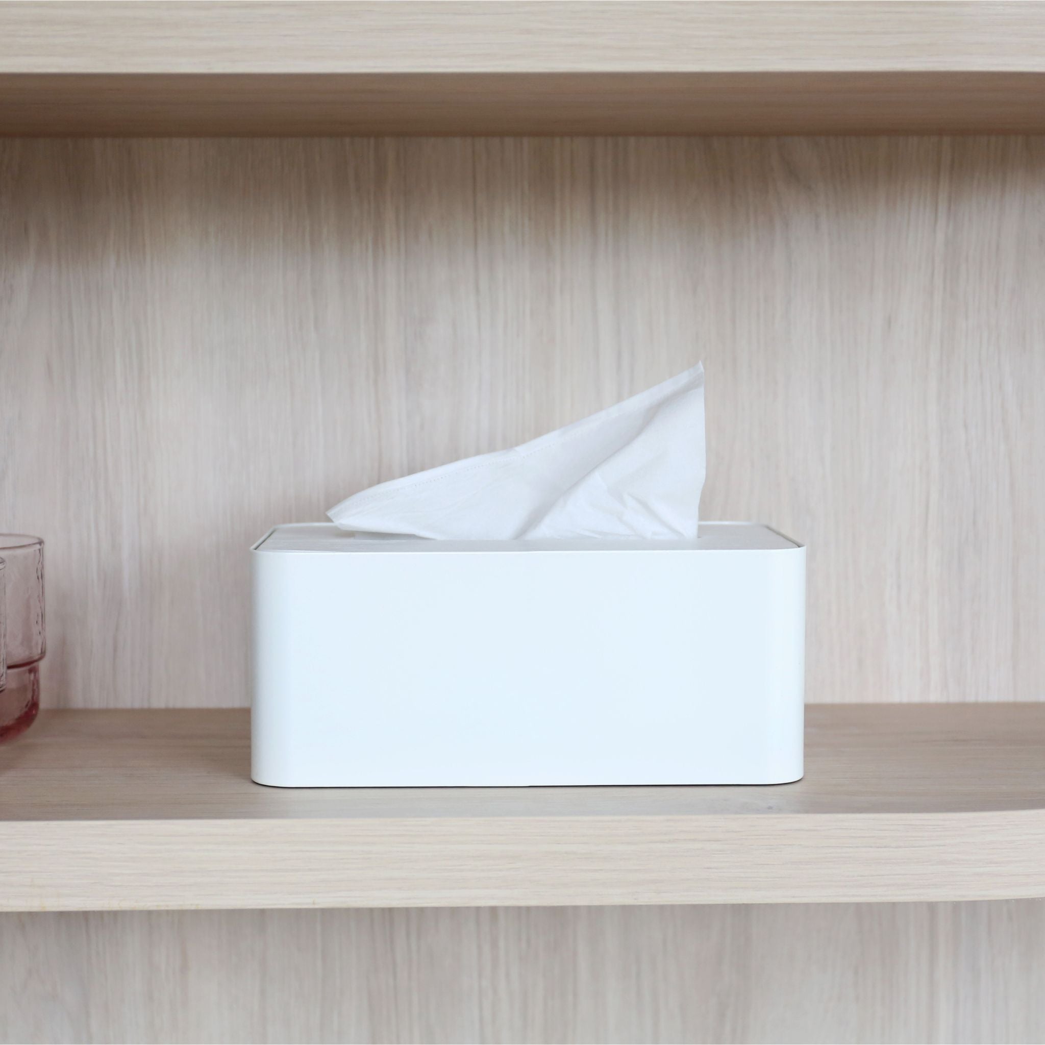DESIGNSTUFF White Tissue Box Holder - Elegant Home Decor for Living Room, Bedroom & Office
