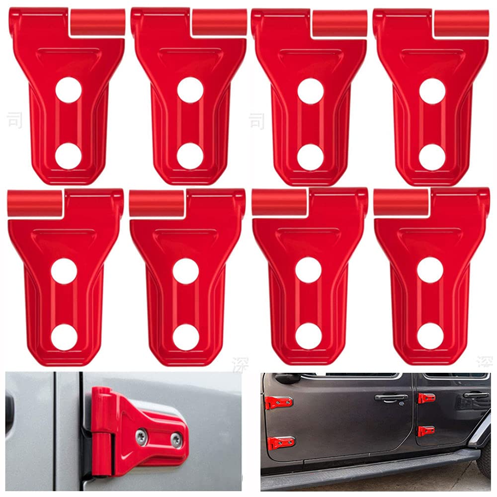 ABS Car Door Hinge Covers - 8PC Red Styling Accessories for 2018-2021 Jeep Wrangler JL & Gladiator JT | Weatherproof Protection & Off-Road Enhancement