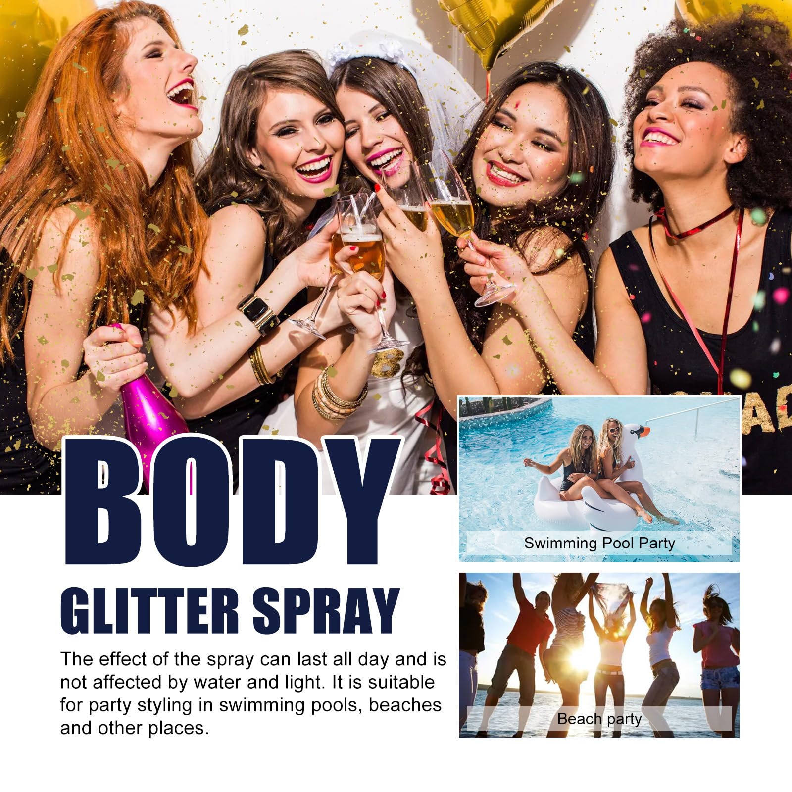2 Pack Glitter Body Spray - Shimmer & Sparkle Makeup Highlighter for Hair, Face, Body & Clothes | Perfect for Parties, Festivals, Cosplay & Special Occasions