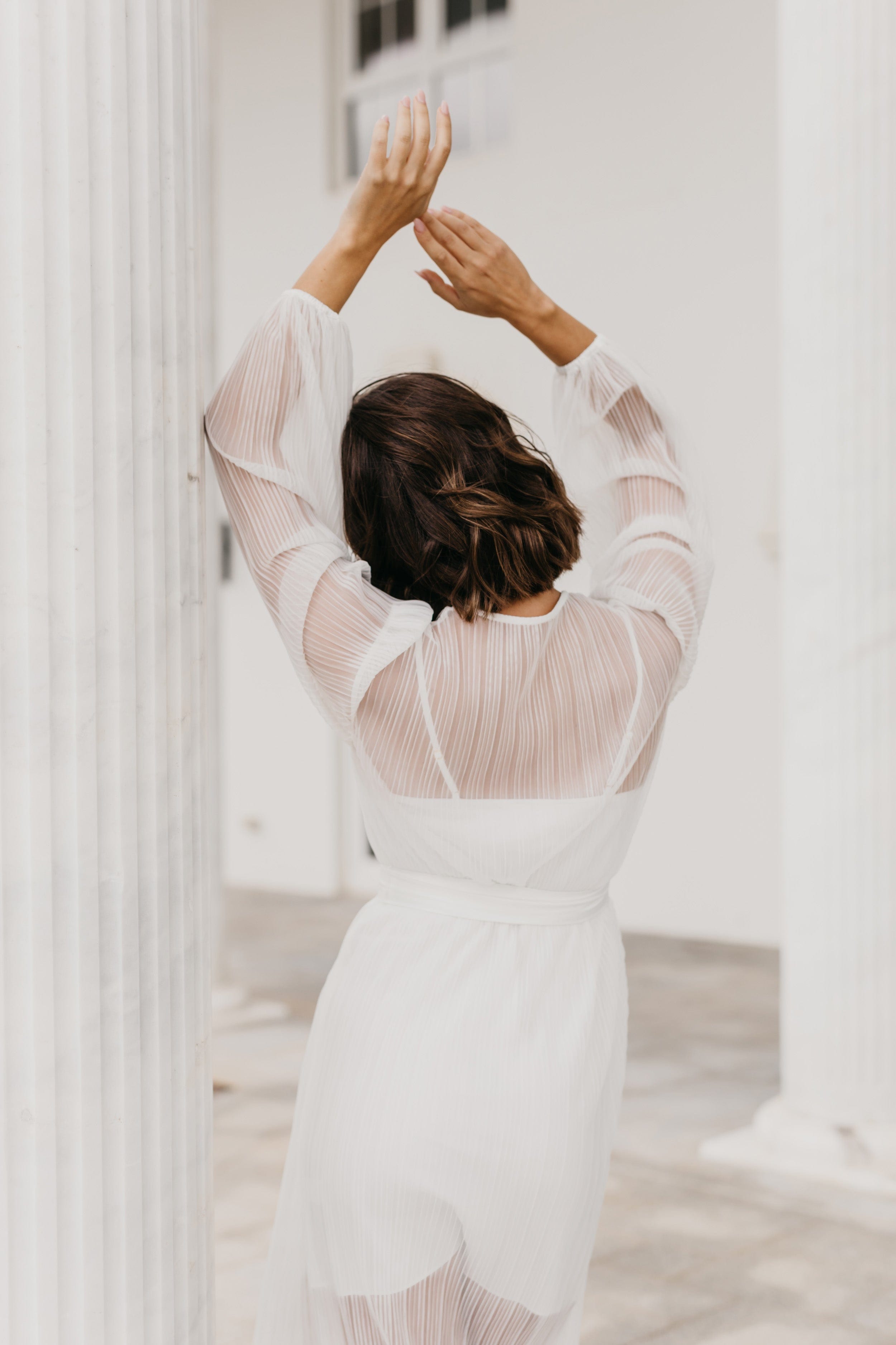 Georgia Pleated Maxi Bridal Robe with Slip - Elegant Wedding Gown for Bridal Shower, Getting Ready, and Pre-Wedding Photos