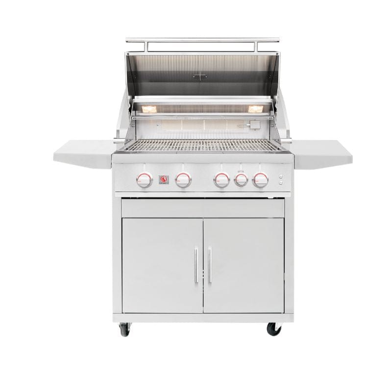 Summerset Sizzler PRO 32 Inch 4-Burner Freestanding Gas Grill with Infrared Rear Burner - Perfect for Backyard BBQs, Outdoor Cooking & Patio Entertaining