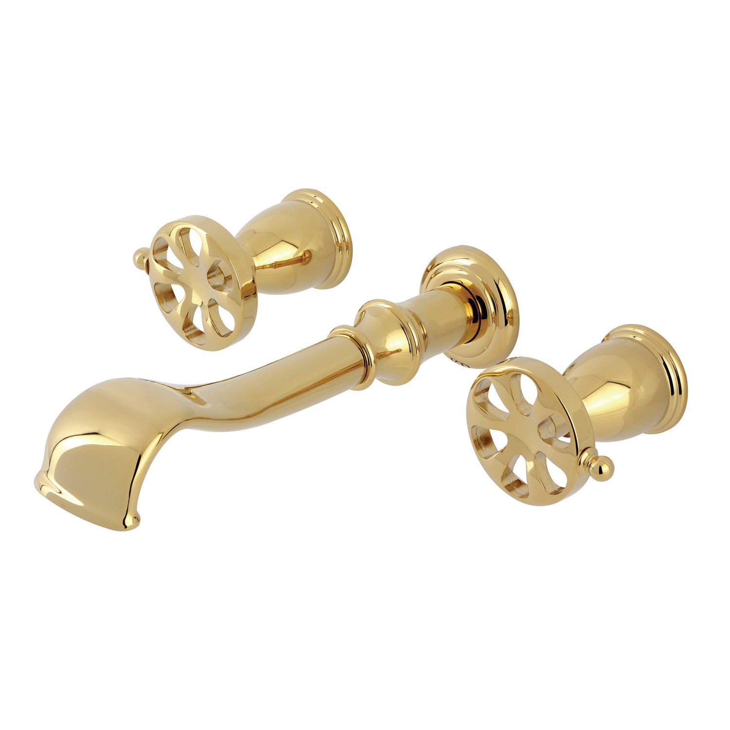 Belknap KS5022RX 3-Hole Wall Mount Roman Tub Faucet with Two Handles - Polished Brass Finish for Bathroom & Spa - Perfect for Freestanding Tubs, Luxury Bathrooms & Home Renovations