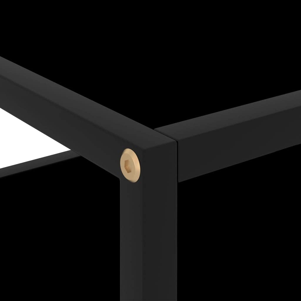 Modern Black Console Table with Tempered Glass Top - Chic Sofa Table for Living Room, Entryway, Bedroom or Study - 19.7