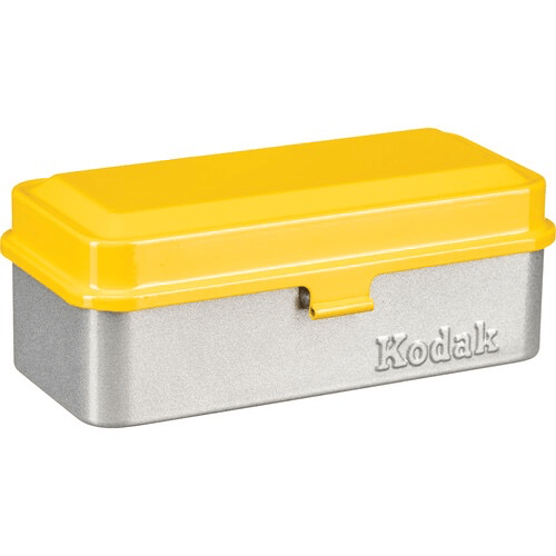 Kodak Steel 35mm & 120 Film Storage Case - Yellow & Silver Vintage Style | Perfect for Photographers, Film Enthusiasts & Collectors | Protect & Organize Your Film Rolls at Home or On-The-Go