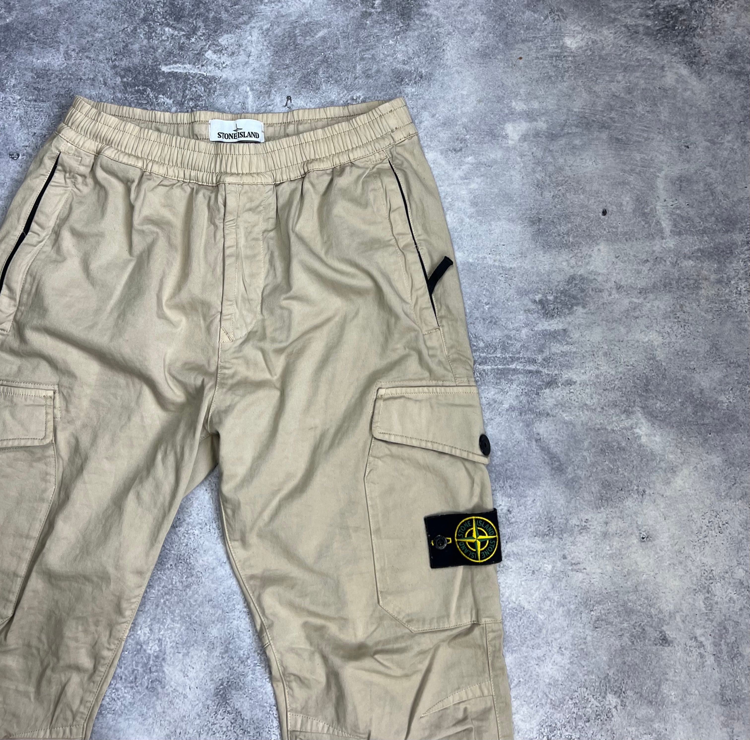 Stone Island 2020 Beige Cargo Pants for Men - Military Style Tactical Trousers with Multiple Pockets | Perfect for Outdoor Activities, Hiking & Casual Wear
