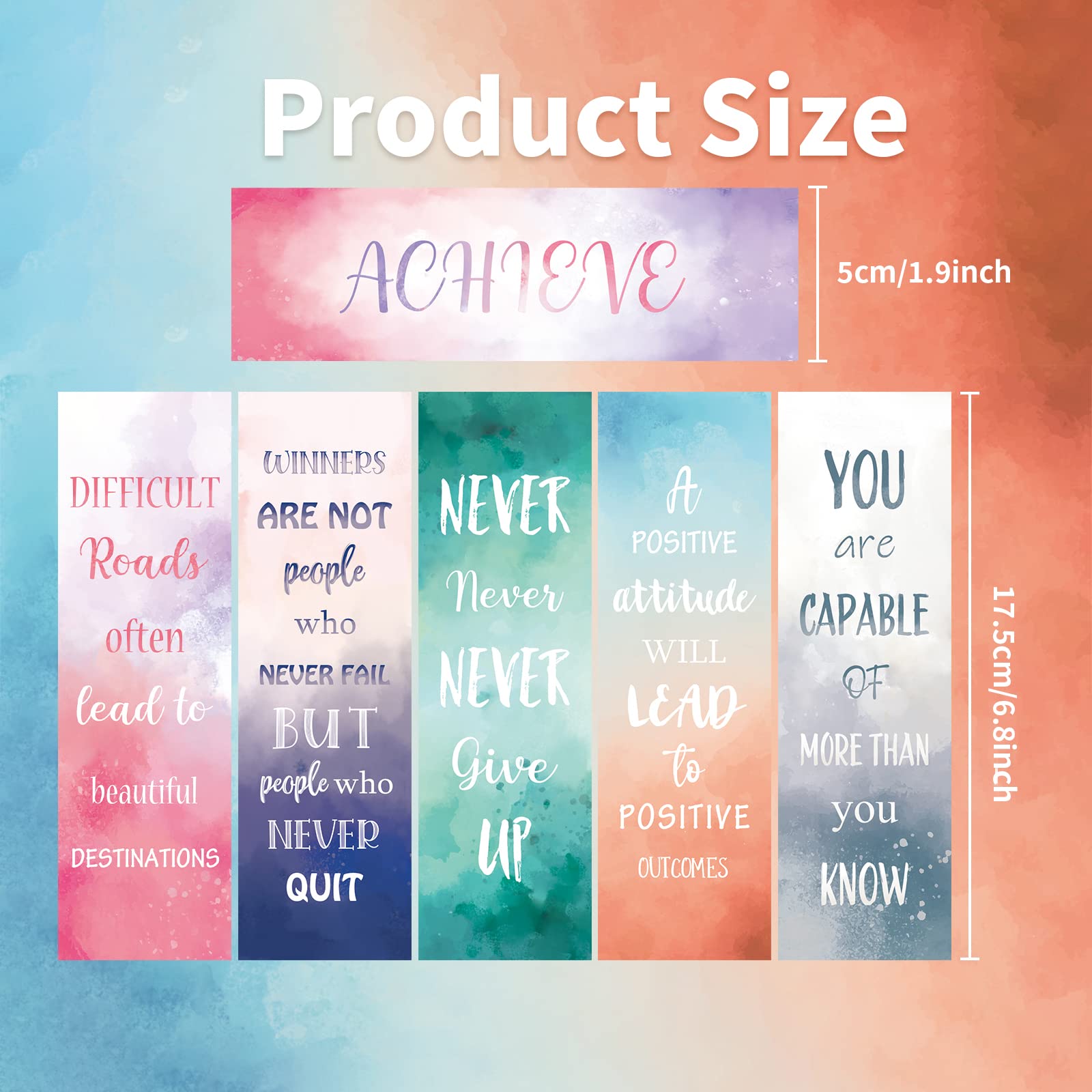 60 PCS Inspirational Bookmarks for Women & Men - 12 Styles Motivational Bookmarks for Kids, Students, Teachers - Bulk Positive Reading Bookmarks for Book Lovers - Perfect for School, Home, Office & Gifts