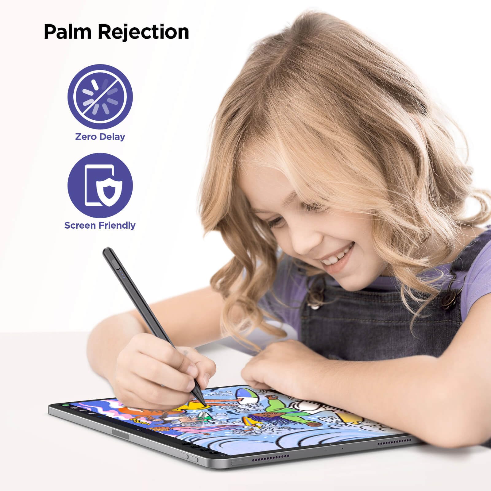 Apple Pencil Stylus for iPad 2018-2024 - Fast Charging in 15 Minutes with Palm Rejection & Tilt Sensitivity - Compatible with iPad 10/9/8/7/6, iPad Pro 12.9