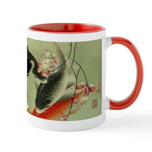 White/Red Inside - Zen Japanese Koi Fish Mugs
