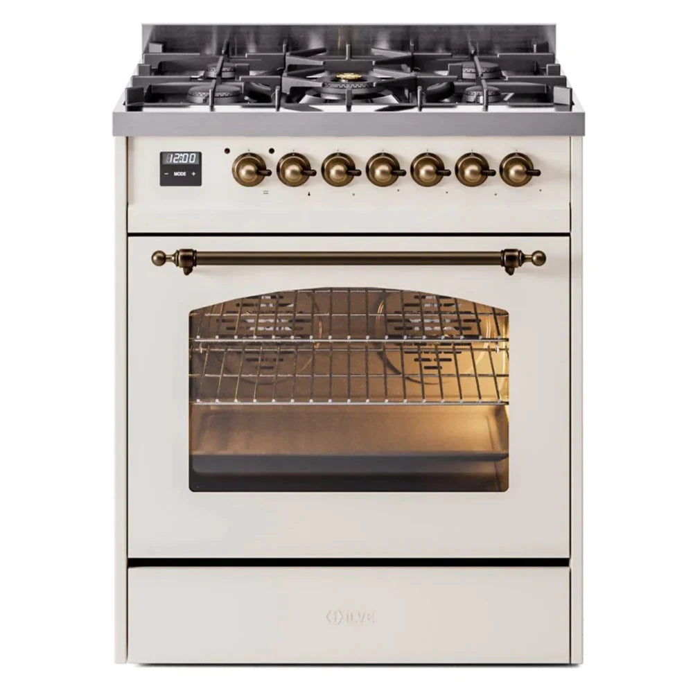 ILVE 30 Nostalgie II Series Freestanding Dual Fuel Range with 5 Sealed Burners - Professional Gas Stove & Electric Oven for Home Kitchen - Perfect for Baking, Roasting, and Family Cooking (Model UP30NMP)