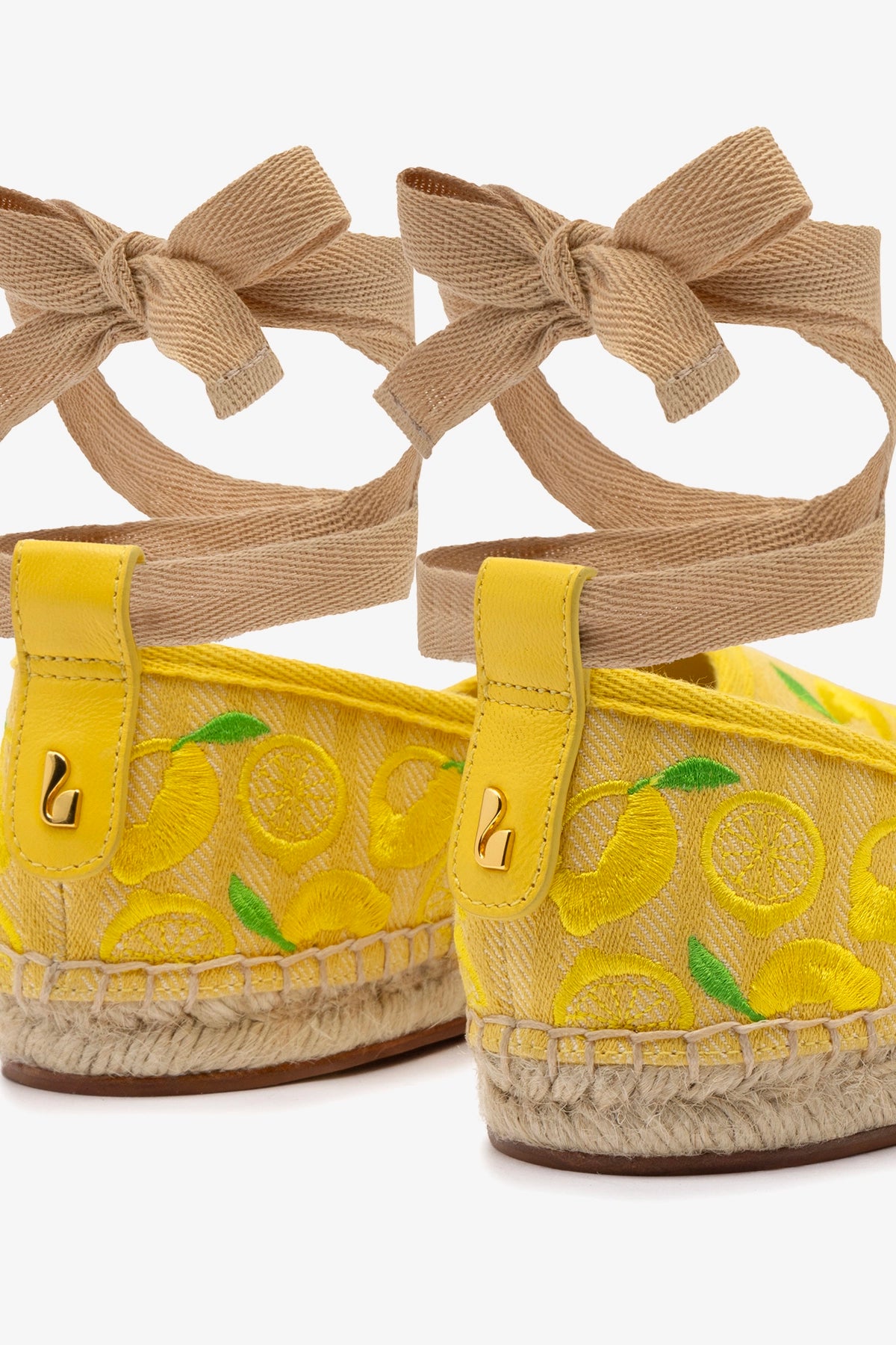 Letizia Women's Espadrille Flats - Sunrise Striped Fabric & Sicilian Lemon Embroidery | Comfortable Summer Casual Shoes for Beach, Vacation and Everyday Wear