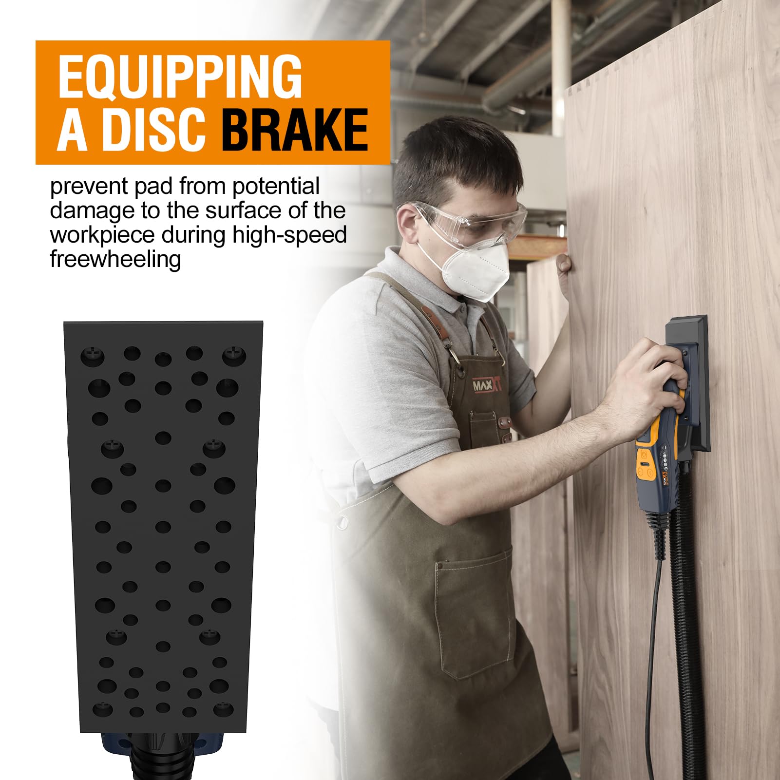 MAXXT 350W Brushless Sheet Orbital Finishing Sander - 4,000-10,000 RPM Low Vibration Electric Palm Sander for Woodworking, Furniture Refinishing, DIY Projects & Tight Space Sanding | Perfect for Cabinets, Floors & Auto Body Polishing