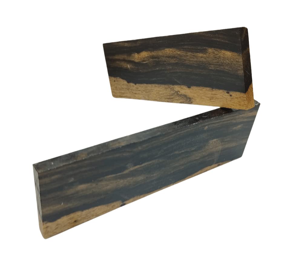 Premium Black and White Ebony Knife Scales - Exotic Wood Handle for Custom Knives, Perfect for DIY Knife Making and Woodworking Projects
