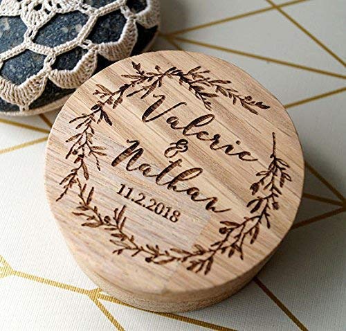 Personalized Engraved Wooden Ring Box - Custom Wedding Ring Holder for Ring Bearer - Rustic & Unique Gift for Bridal Jewelry Storage - Perfect for Weddings, Proposals & Anniversaries