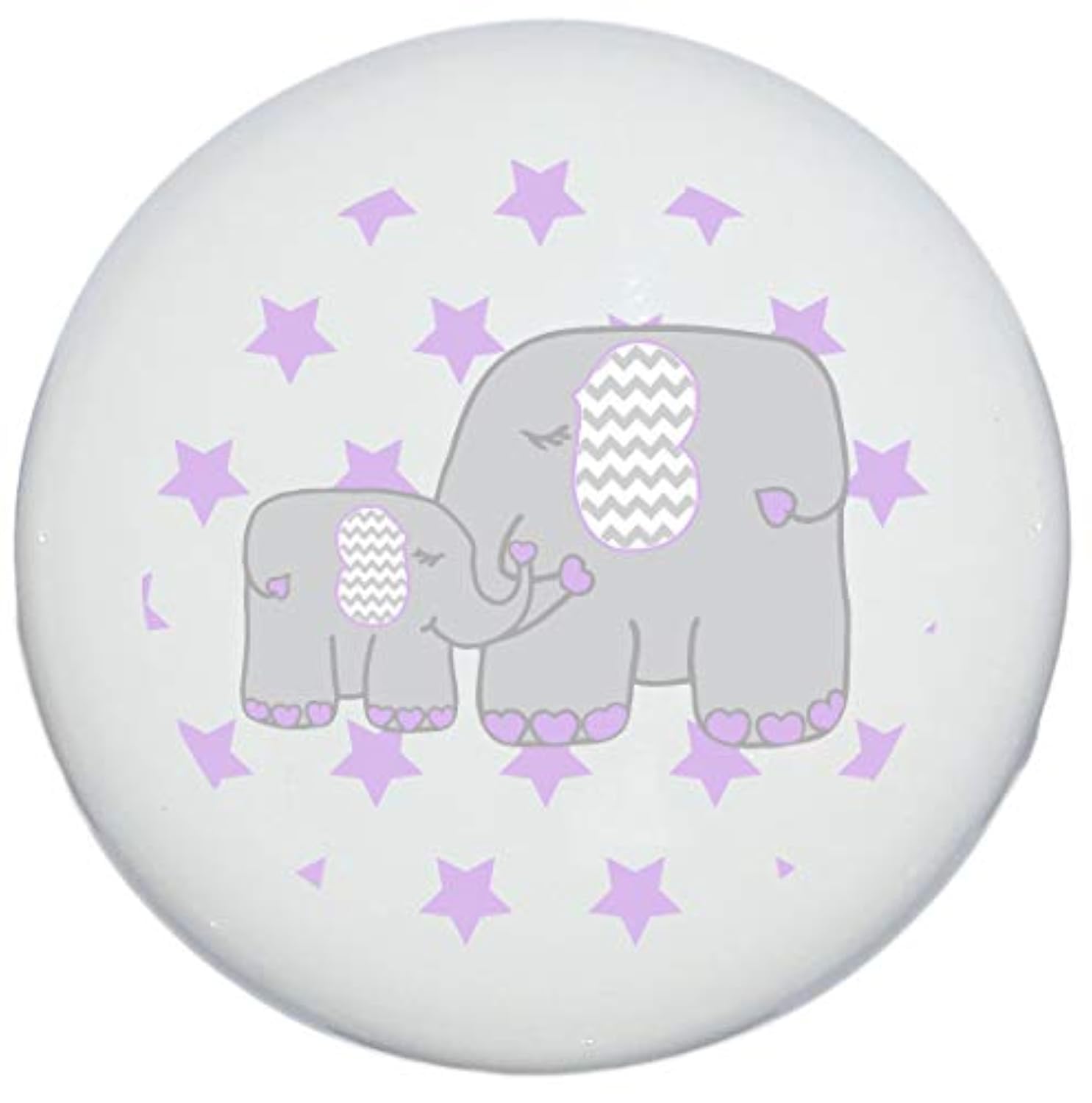 1.5 Inch Purple Ceramic Elephant Drawer Pull Knob with Stars - Jungle Safari Theme Cabinet Handles for Nursery Decor - Perfect for Kids' Room, Dresser, and Closet Organization