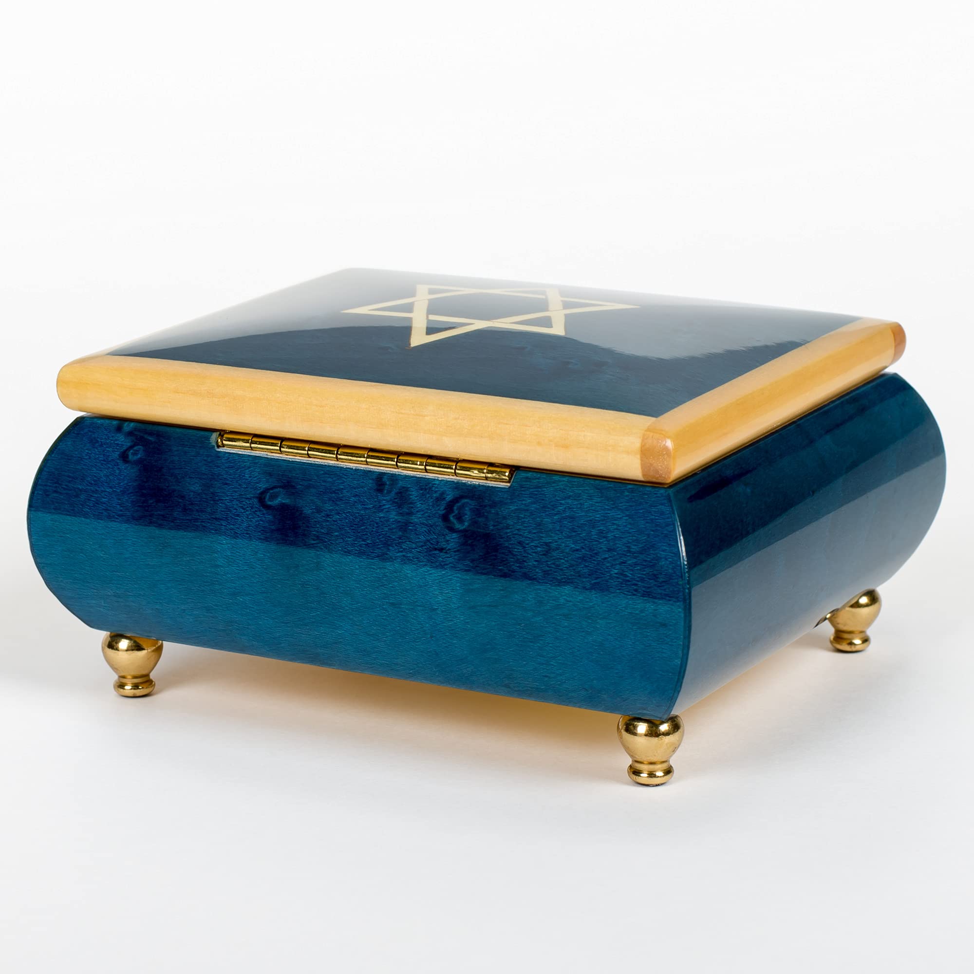Exquisite Italian Inlaid Music & Jewelry Box with Star of David Design - Customizable Tune Options | Perfect for Jewish Holidays, Gift Giving & Home Decor