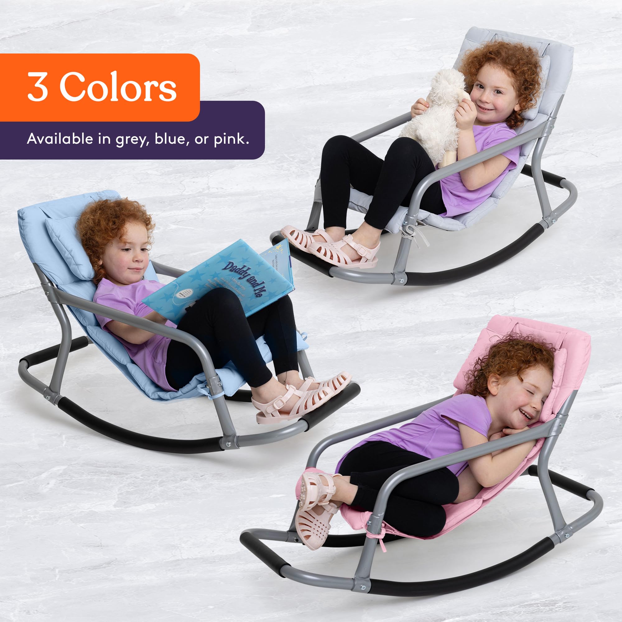 **Sensory Rocking Chair for Kids - Soft Fabric Comfortable Rocker Chair with Stability - Versatile Floor Chair for Playroom, Bedroom, Nursery (Ages 3+) - Grey - Perfect for Relaxation, Reading & Sensory Play**