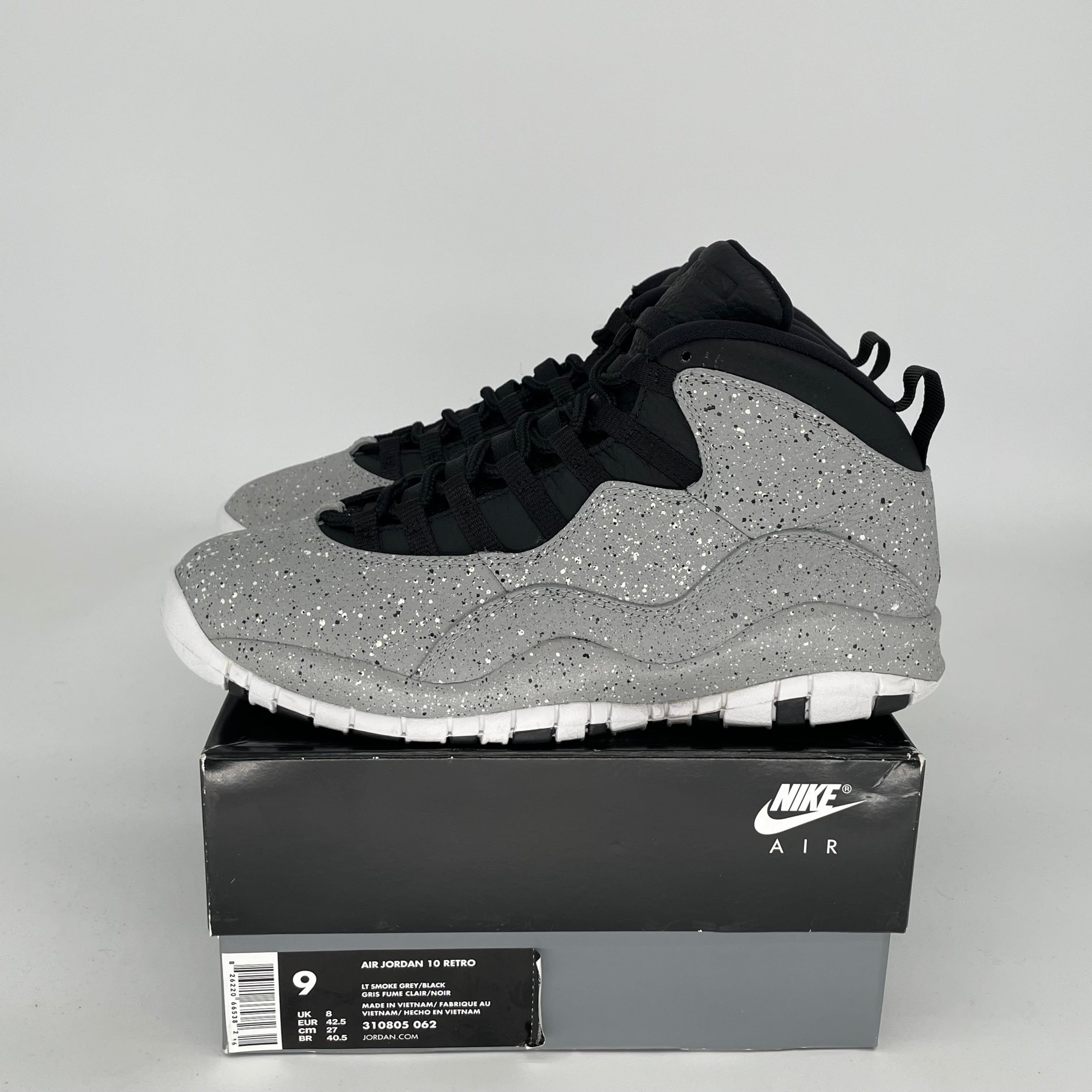 Air Jordan 10 Retro 'Light Smoke Grey' Men's Basketball Shoes Size 9 - Style 310805-062 | Sneakers for Casual Wear, Street Style & Basketball Games