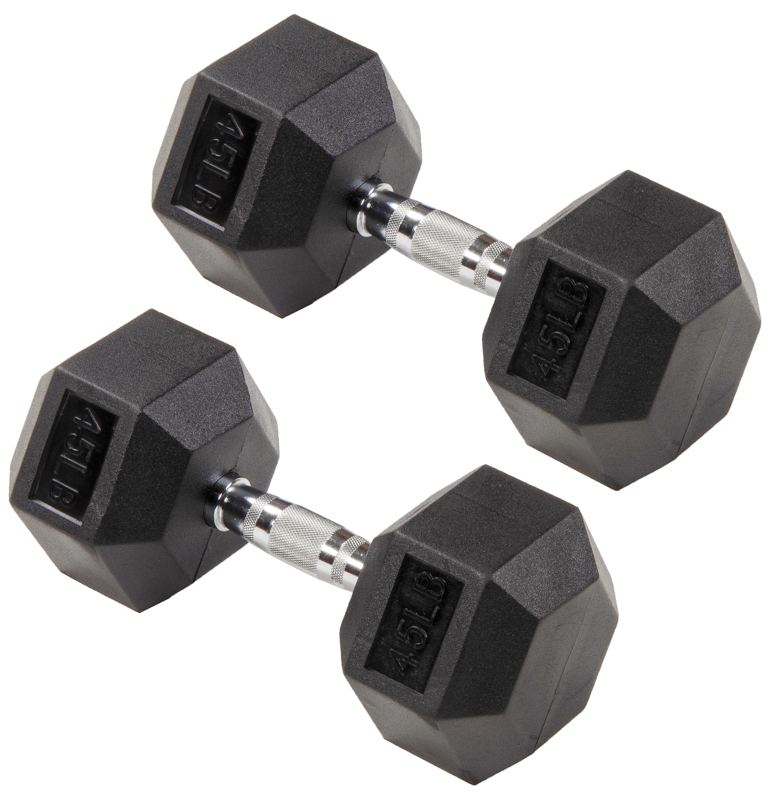 Premium Rubber Encased Hex Dumbbell Set for Home Gym & Strength Training - Signature Fitness Weight Lifting Equipment for Men & Women