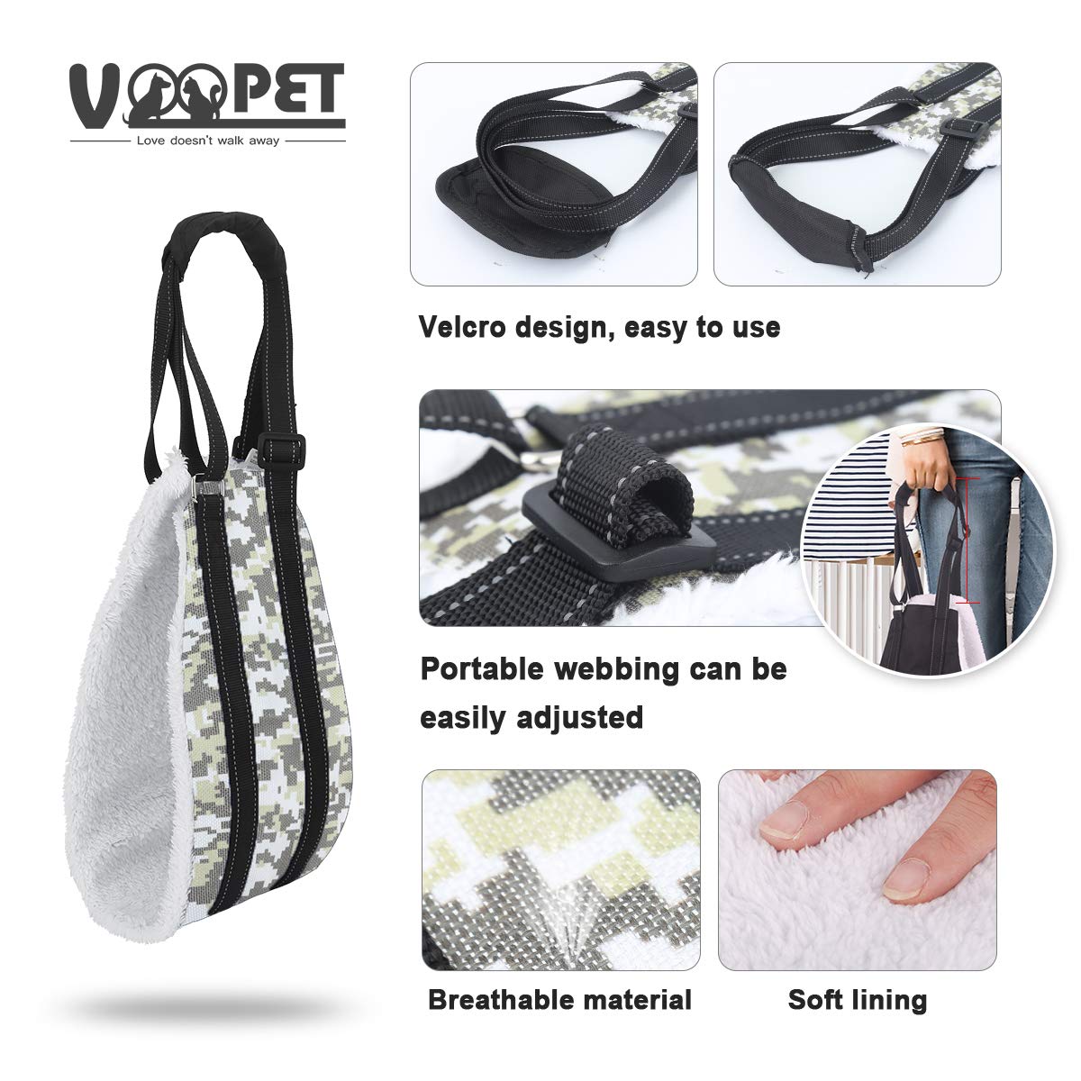 Voopet Dog Sling - Adjustable Hip Support Harness for Small, Medium & Large Dogs | Rear Leg Lift Assist for Canine Rehabilitation & Mobility Aid | Perfect for Post-Surgery Recovery, Arthritis Support & Elderly Dogs