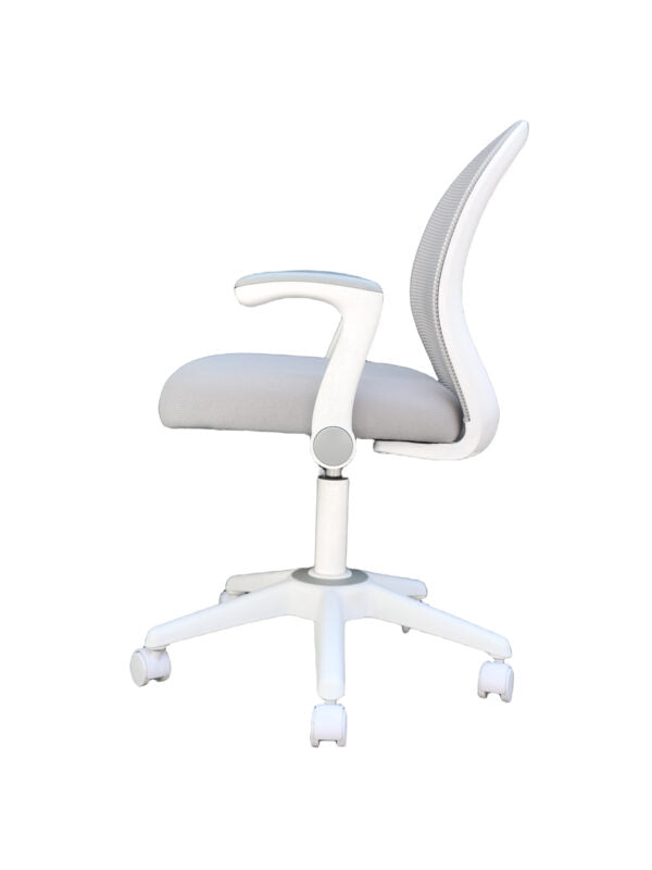 Boss Grey Mesh Ergonomic Flip Arm Task Chair with White Frame B676WT GY - Perfect for Home Office, Conference Rooms & Workstations