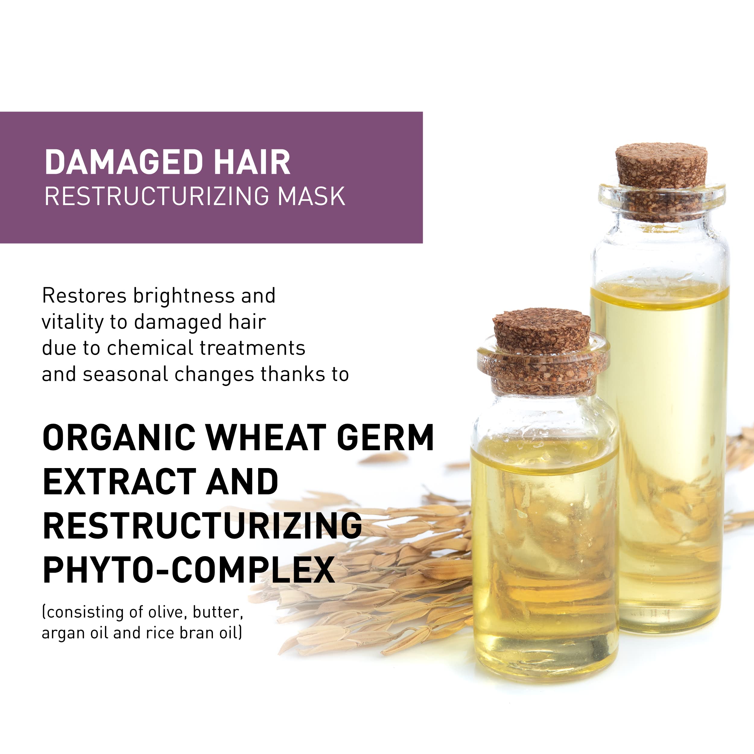 Insight Clean Beauty Restructuring Hair Mask for Damaged Hair - Organic Wheat Germ Extract, Vegan, 250ml | Deep Conditioning Treatment for Dry, Frizzy & Color-Treated Hair at Home or Salon