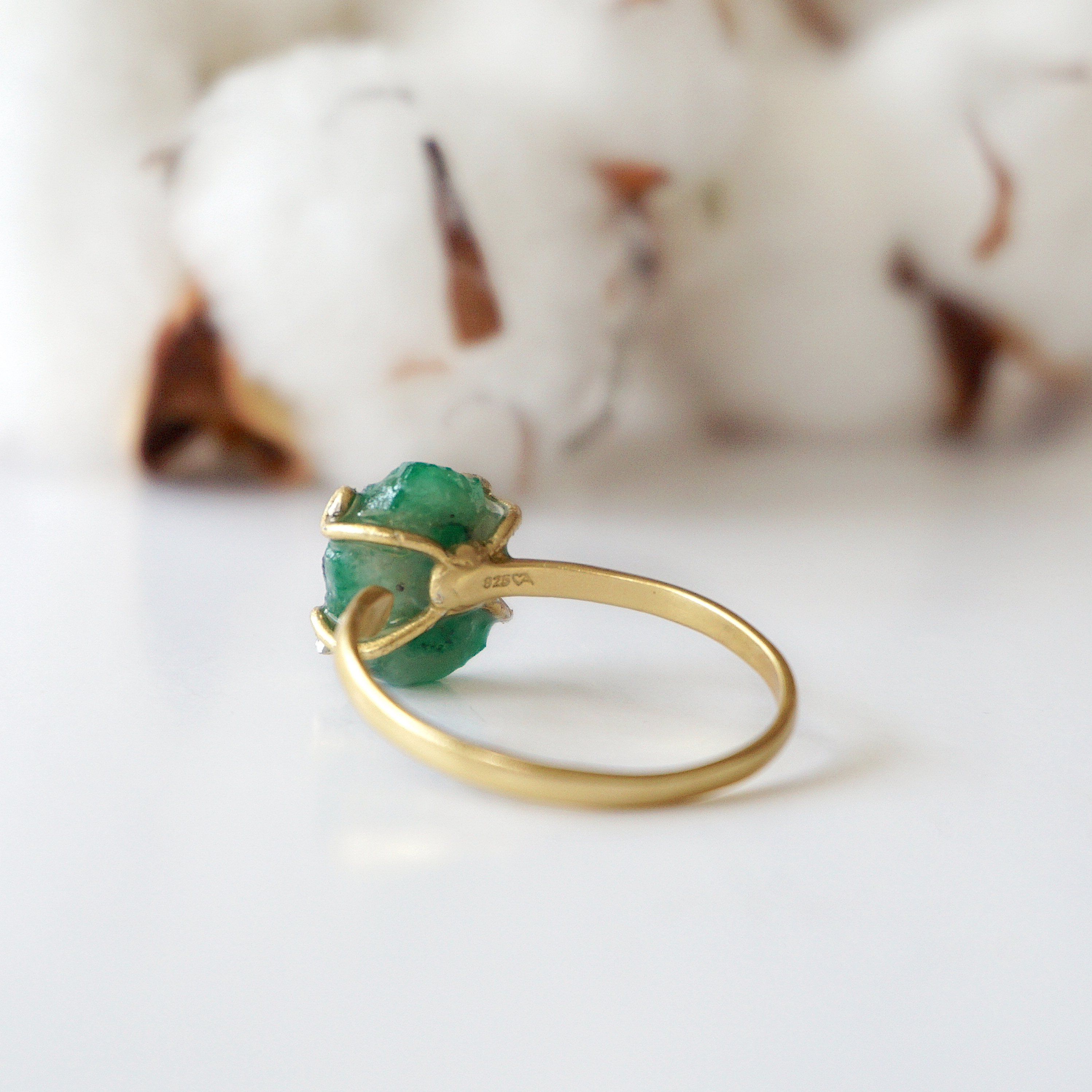 14K Gold Filled Adjustable Emerald Ring for Women - Elegant Stackable Jewelry Gift for Birthday, Anniversary & Valentine's Day