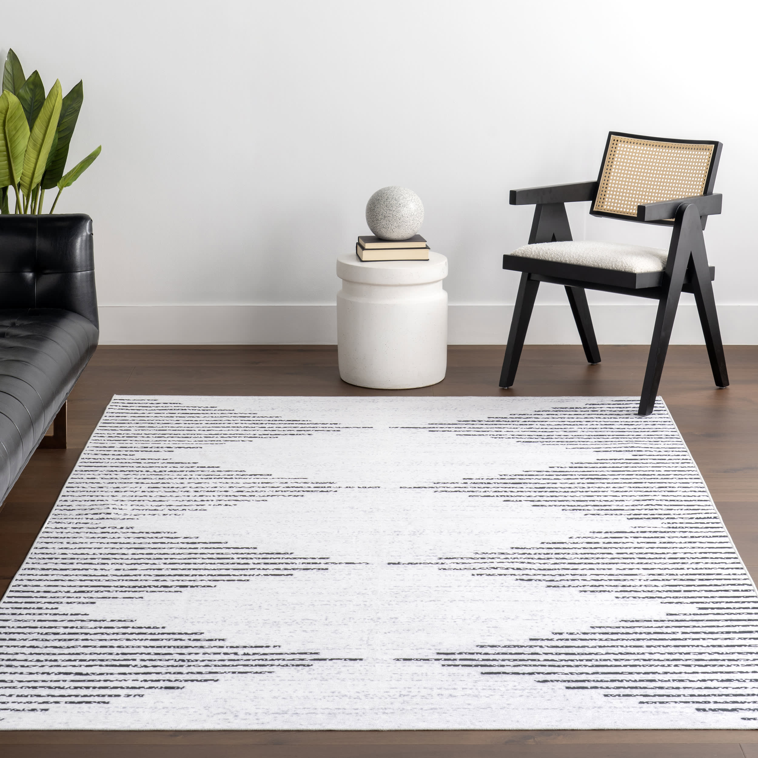 Diamond Pinstripes Spill Proof Washable Rug - Stain Resistant Non-Slip Area Carpet for Living Room, Bedroom, Kitchen | Perfect for High Traffic Areas & Pet Friendly Homes