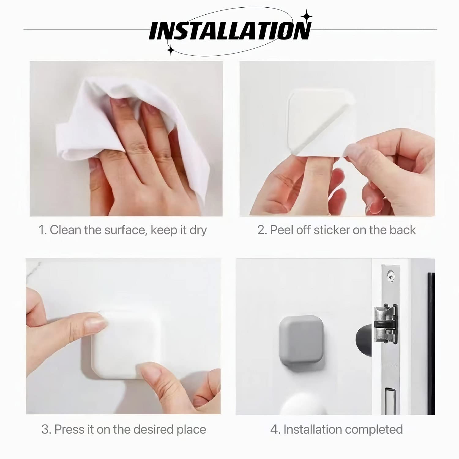 Silicone Door Stopper - Wall Protector for Home & Office (White, Gray, Black) - Prevents Wall Damage