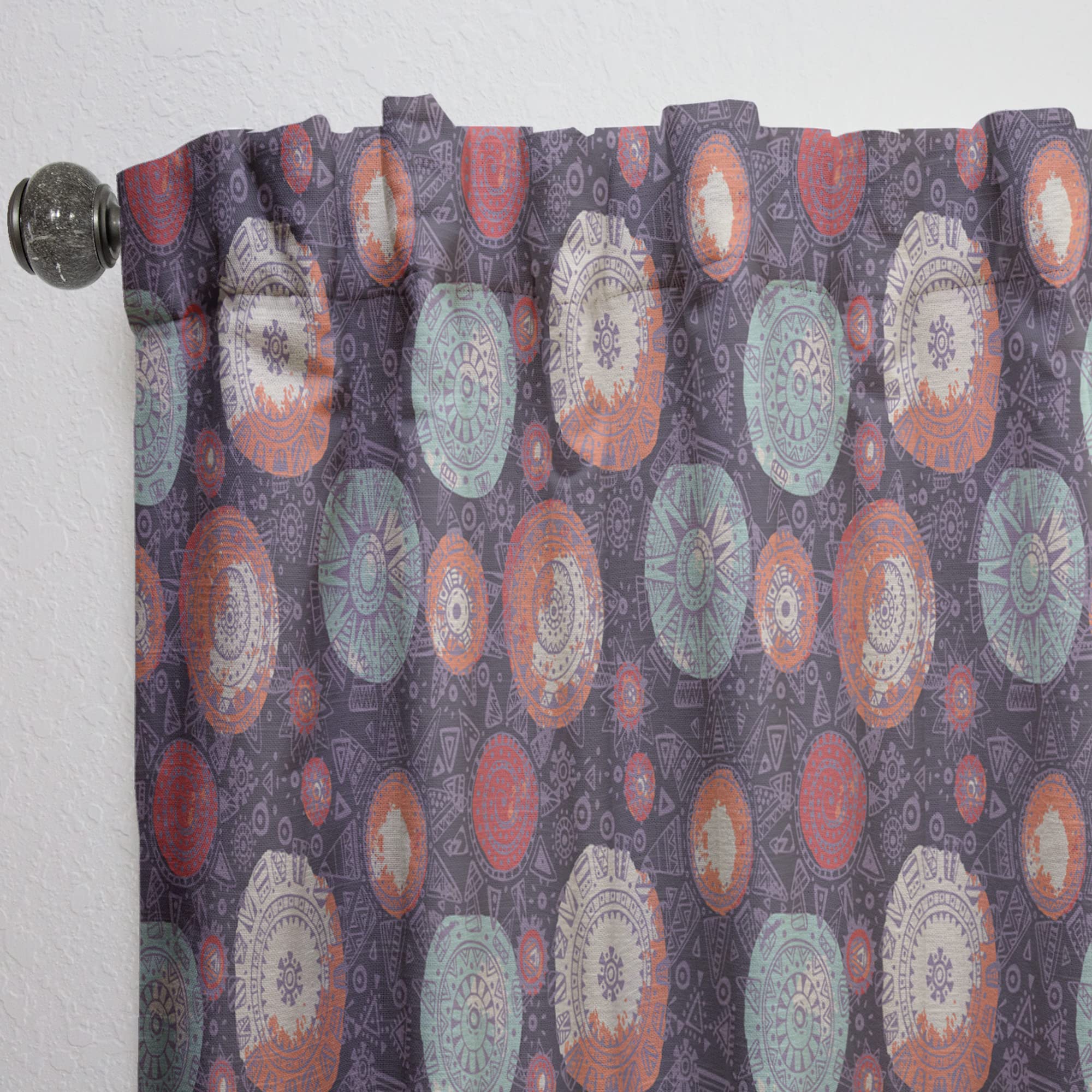 DesignQ Thermal Insulated Doodle Suns Pattern Curtains - Single Panel 52x84 - Blackout Drapes for Bedroom & Living Room - Perfect for Sun Protection & Room Decor