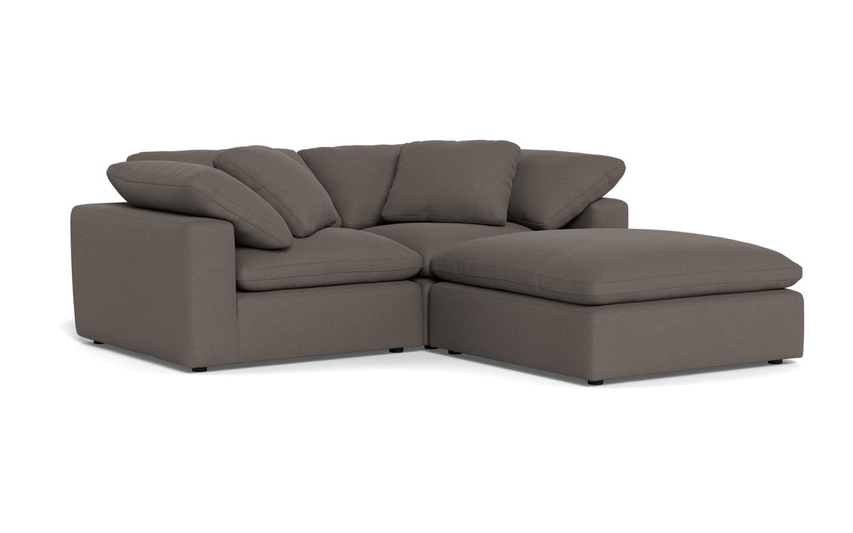 Fluffy 2-Piece Sectional Sofa with Ottoman - Soft Plush Fabric Living Room Couch for Cozy Home, Apartment, or Dorm Comfort - Perfect for Lounging, Movie Nights & Small Spaces