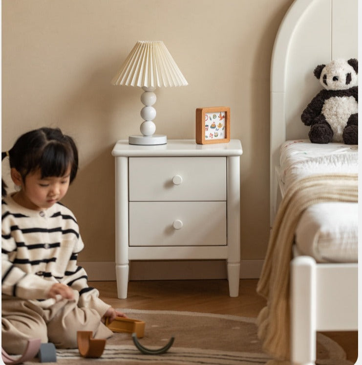 Solid Wood Poplar Kids Nightstand - American White Bedside Table for Children's Room, Nursery, or Playroom - Durable & Stylish Furniture for Bedtime Storage
