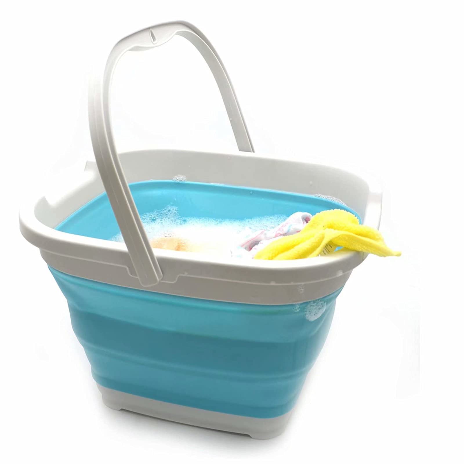 Foldable Water Bucket 10L (2.6 Gallons) - Portable Multifunctional Outdoor Bucket for Camping, Fishing, Gardening, Hiking & Picnics | BPA Free Collapsible Wash Basin | Bright Blue | Perfect for Outdoor Activities, Pet Bathing & Watering Plants