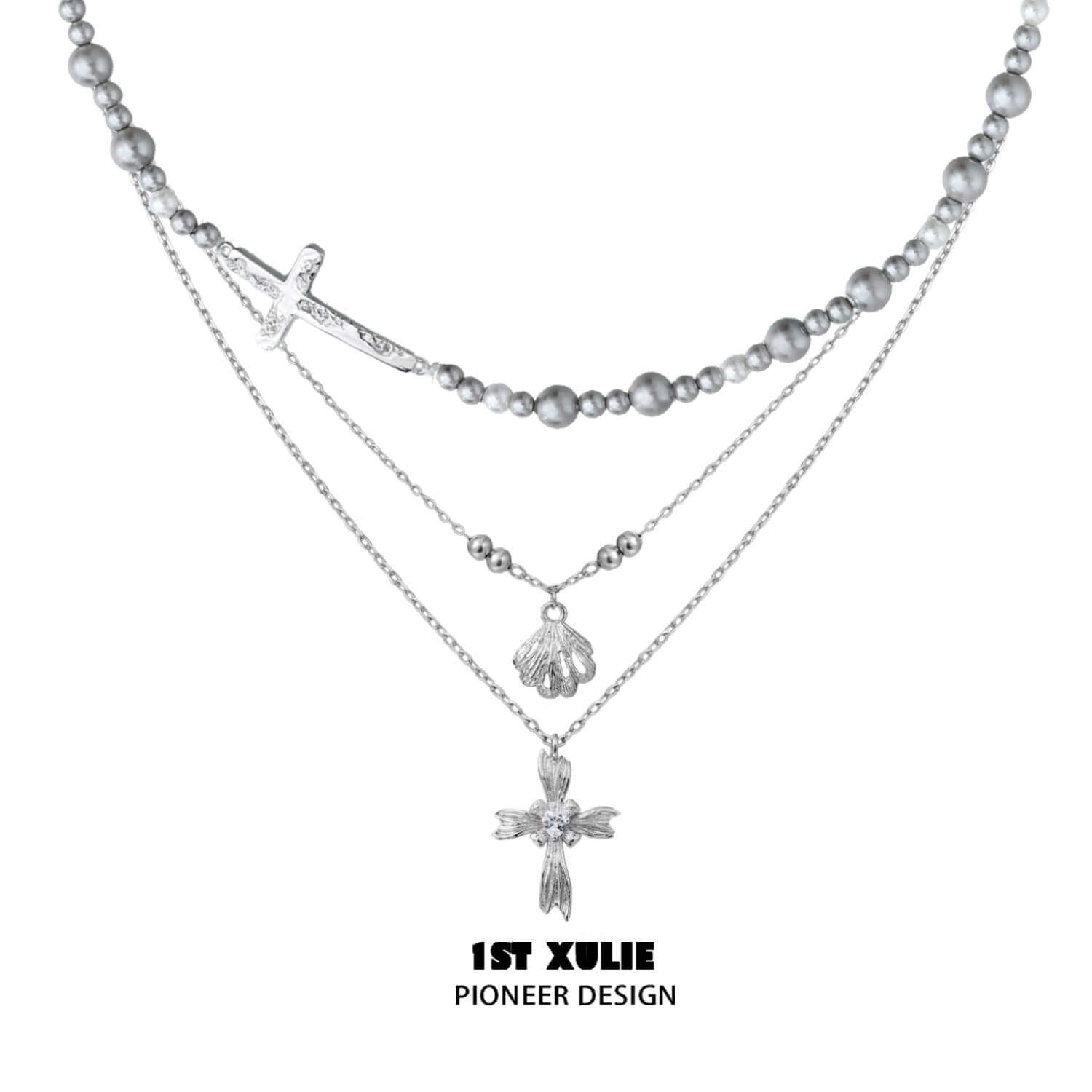 S925 Sterling Silver Gray Pearl Choker Necklace for Women - Elegant Angel Pendant Jewelry Gift for Birthday, Anniversary & Special Occasions