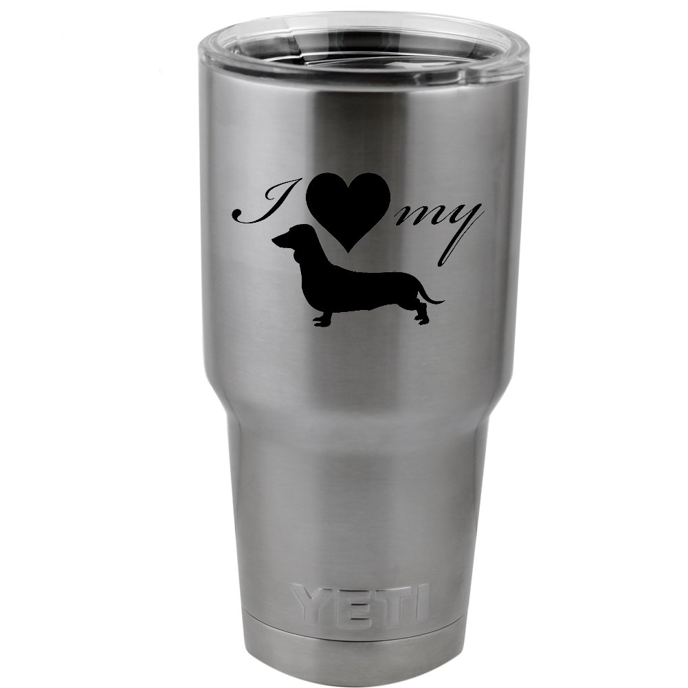 I Love My Dachshund Wiener Dog Silhouette Heart Vinyl Sticker Decal - 4
