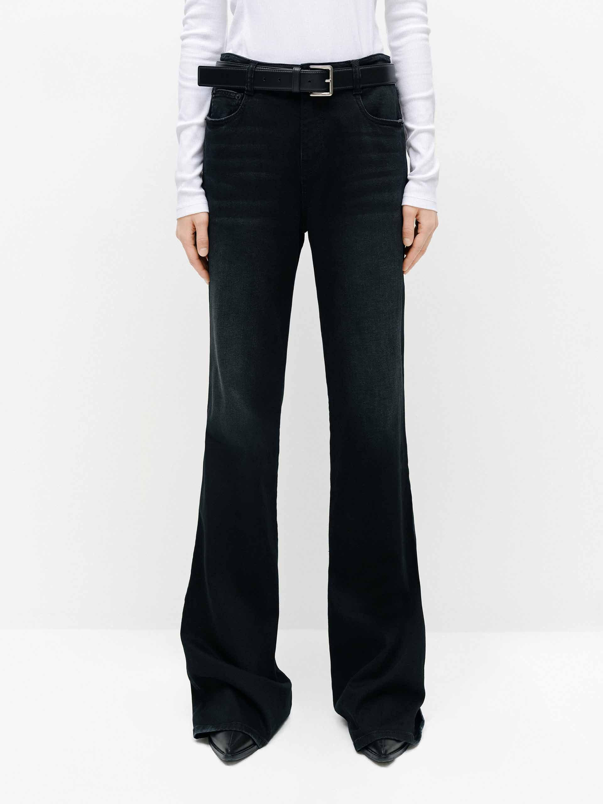 Black Wash Straight Leg Jeans for Women - High Waist Slim Fit Denim Pants - Perfect for Casual Wear, Office & Everyday Outfits