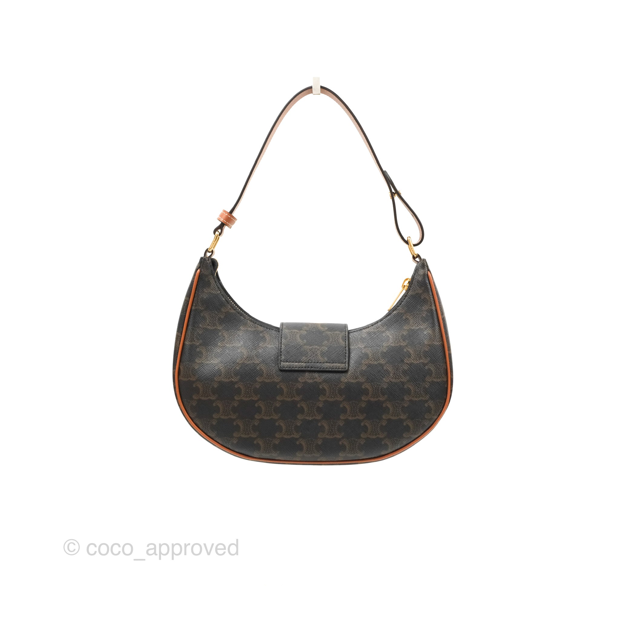 Celine Medium Ava Triomphe Bag in Triomphe Canvas & Tan Calfskin Leather - Luxury Shoulder Bag for Women, Perfect for Work, Travel & Everyday Use