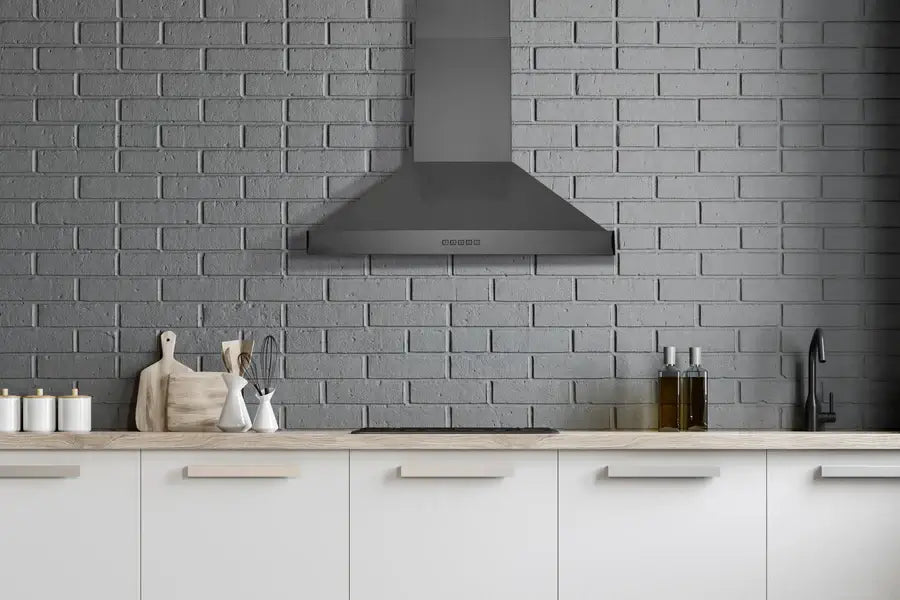 Hauslane Chef 30 Inch Convertible Black Stainless Steel Wall Mount Range Hood - WM 590BSS 30 - Powerful Kitchen Ventilation for Smoke & Odor Removal - Perfect for Home Cooking & Grilling