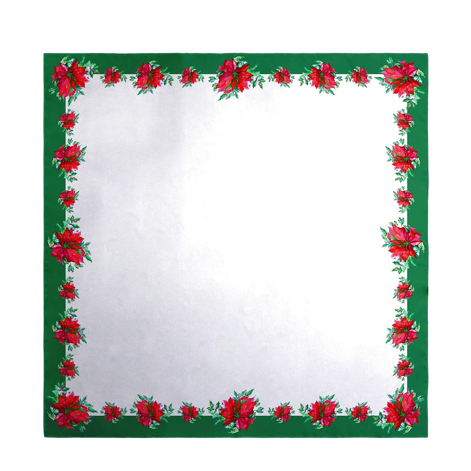 Betsy Drake Poinsettia Square Tablecloth 52 Inch - Holiday Christmas Dining Decor for Parties, Weddings & Festive Home Decor