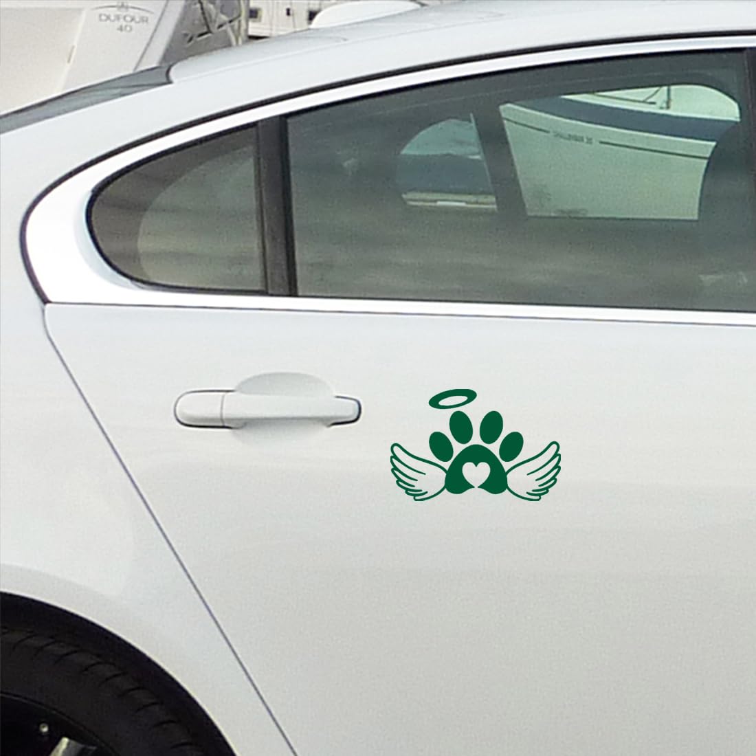 Premium Waterproof Vinyl Dog Paw Angel Decal Stickers (Green, Set of 2) - Durable Adhesive for Laptop, Phone, Helmet, Car Window, Bumper, Mug, Cup, Door & Wall Decoration - Perfect for Pet Lovers, DIY Home Decor & Personalized Gifts